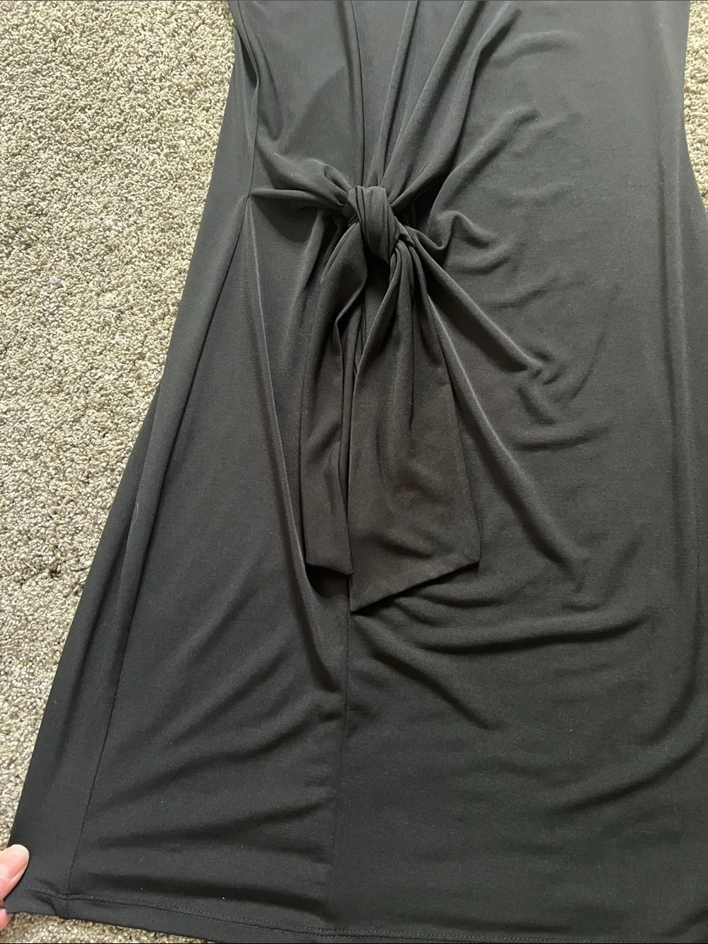 Michael Kors Black Sleeveless Knot-Front Midi Dress
